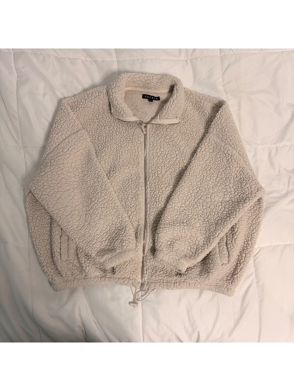 Pacsun Beige Fluffy Puffy Sherpa Zip Up Jacket M/L
